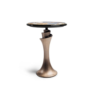 Brass <b>Round</b> <b>Side</b> <b>Table</b> Modern Metal Accent End <b>Table</b> with Sculptural Stone Top for Living Room <b>Side</b> <b>Table</b> Luxury Martini <b>Table</b> - Product Image 1