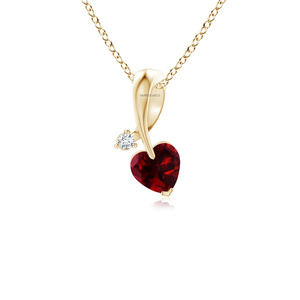 Pendentif Cœur en Rubis Vaayu Jewels avec Diamant Plaqué Or et Argent, Bijou Solitaire pour Femme, Cadeau de Fête - Product Image 1