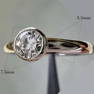 Unique Moissanite 1CT Round Cut Diamond Bezel Set <b>Ring</b> original 925 Silver for Engagement Party Jewelry For Girlfriends - Product Image 4
