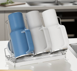 304 Stainless Steel Stanley Cup Holder Foldable Drain Rack Single Tier Standing <b>Storage</b> Organizer - Product Image 1