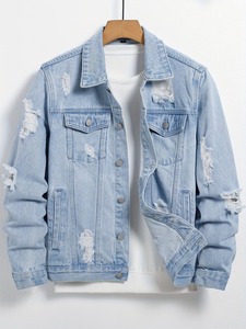 Mens Denim Jean <b>Jacket</b> Trendy Fashion Ripped Denim Male Streetwear <b>Jackets</b> Cowboy Single Breasted Streetwear Coat Winter Fashion - Product Image 1