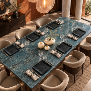Platos cuadrados negros con textura craquelada y bordes redondeados |   Juego de Vajilla Negra Moderna para una Cena Elegante y Contemporánea - Product Image 3