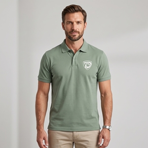 <b>Men's</b> <b>Green</b> Short Sleeve <b>Polo</b> <b>Shirt</b> Embroidered Logo Solid Casual Breathable Pique Polyester Regular Fit - Product Image 3