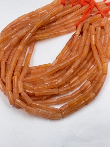 Cuentas de Aventurina Naranja Natural Facetadas en Forma de Tubo de 6x15mm a 7x18mm, Hilo de 14 Pulgadas, Cuentas de Piedras Preciosas para Compradores de Joyería en China - Product Image 1