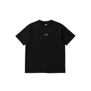 T-shirt à manches courtes noir pour homme avec logo rose imprimé sur le devant, coupe classique, jersey décontracté en coton, col rond - Product Image 1