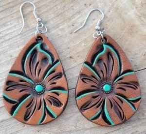 Pendientes de Cuero Genuino de Vaca, Estilo Boho Chic Occidental, Hechos a Mano, de Alta Calidad, con Diseño de Corona, Regalo para Mujer, Venta al Por Mayor - Product Image 5