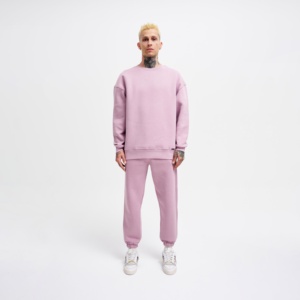 Ensemble de survêtement moderne oversize à col rond en molleton de coton et polyester 480 GSM, style streetwear décontracté, personnalisable (OEM, marque privée) - Product Image 1