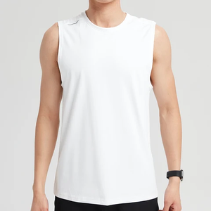 <b>Men's</b> <b>White</b> Sleeveless Tank Top O-Neck Breathable Knitted Casual Solid Color Polyester Fit - Product Image 1