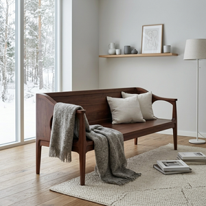 Modern Luxury Oak Wood Living Room <b>Sofa</b> <b>Bench</b> Armchair with Cushion Minimalist Design Semicircular Shape Padded Arms - Product Image 6