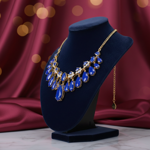 Collar de Plata de Ley 925 con Circonitas Cúbicas Azules Multiforma, 16 Pulgadas, 70g, Chapado en Oro de 18K, Collar Pesado para Bodas y Fiestas - Product Image 4