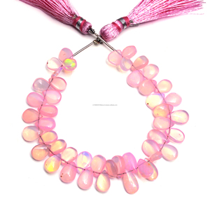 Premium Natural Ethiopian Pink <b>Opal</b> Smooth Pear Shape Gemstone Beads 6 Inch Handmade Strand Bracelet <b>Necklace</b> Jewelry Making - Product Image 3