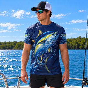 Camisa de pesca personalizada de poliéster y spandex de 160 gsm, manga corta, para comerciantes de ropa de pesca. - Product Image 2