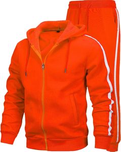 Conjunto Deportivo Informal para Hombre, Nueva Llegada 2026 |   Conjunto Deportivo Ligero para Primavera y Otoño |   Ropa Deportiva a Rayas Blancas y Naranjas - Product Image 3