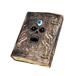 Embossed <b>Leather</b> Skeleton Journal Gothic Evil Eye Grimoire Notebook Vintage Pages <b>Diary</b> with Brass Lock Closure Halloween Gift - Product Image 1