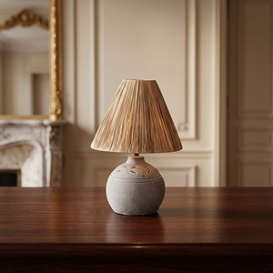 Ceramic <b>Table</b> Lamp With Rattan Cone Shade E27 Base Warm White Light Coastal Style Decorative Bedroom Desk Light - Product Image 2