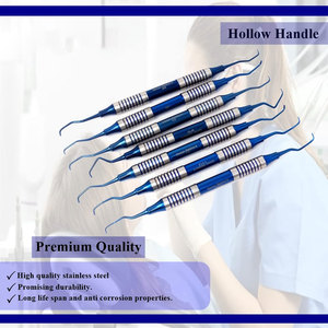 Curette dentaire Gracey manuelle en acier inoxydable à double embout, poignée moletée, 7 pièces, pour l'élimination du tartre, avec manche creux - Product Image 2