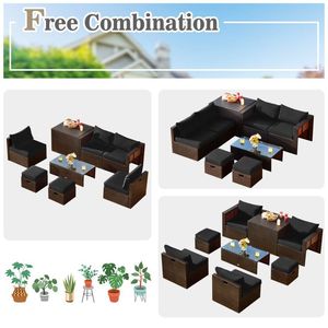 Set di Mobili da Esterno per Pranzo, 8 Pezzi in Rattan con Contenitore e Copertura Impermeabile - Product Image 4