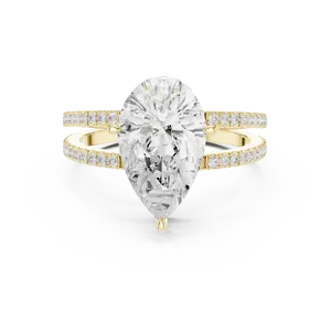 Anillo de Compromiso con Halo Oculto de Diamante Cultivado en Laboratorio en Forma de Pera de 3 Quilates, Oro Sólido de 18K, Certificado IGI, Color E, Anillo de Novia para Mujer - Product Image 1