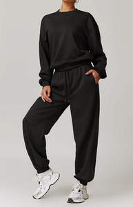 Conjunto de Sudadera con Capucha y Pantalones Deportivos para Mujer, Diseño Único y Elegante, Corte Holgado, 2 Piezas, OEM ODM - Product Image 2