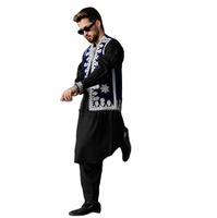 Belle tenue décontractée grande taille de haute qualité, style afghan Kuchi, pour l'Aïd, couleur unie, broderie, shalwar kameez en coton, mode homme