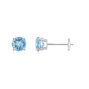Pendientes de Oro Minimalistas Vaayu Jewels de 10K, 14K, 18K, Plata 925, 935, Chapados en Oro, con Engaste de Aguamarina, para Mujer, para Aniversario - Product Image 3