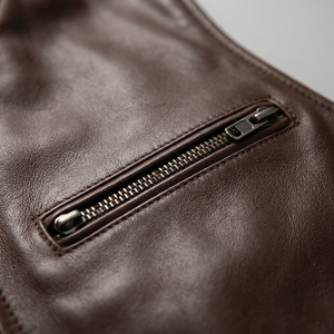 Gilet de motard en cuir véritable noir de qualité supérieure pour homme – Gilet de moto sans manches avec poches zippées et col montant - Product Image 5