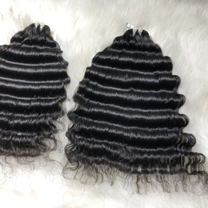 Pas cher 10A Grade Haute Qualité Cheveux Bruts Noir Vague Profonde Trame Machine Double Drawn Bundle De Qhair - Product Image 6