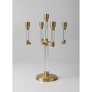 Candelabro de Metal en Oferta con Portavelas de Cristal, Centro de Mesa para Bodas, Candelabro Decorativo - Product Image 2