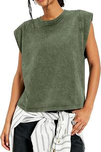 T-shirts pour femmes en coton 100% respirant, à col rond, à manches courtes, coupe ample, tricotés, couleur unie, décontractés, printemps-été, gris - Product Image 6