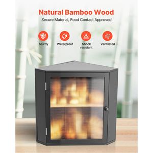 Double Layer Large Capacity Bamboo Bread <b>Storage</b> Container <b>Corner</b> Kitchen Counter Farmhouse Wooden Breadbox - Product Image 4