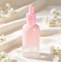Bouteille en verre dégradé rose givré, compte-gouttes rose, personnalisable, en stock, bouteilles d'huile essentielle, bouteille de sérum, bouteille cosmétique