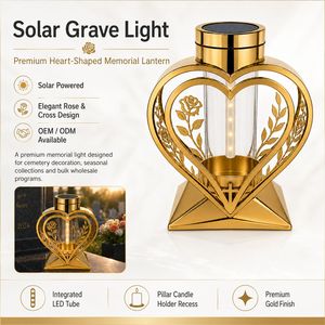 <span class=keywords><strong>Lanterna</strong></span> Solare a LED a Forma di Cuore con Croce e Rosa per Decorazioni Commemorative, Certificata CE - Product Image 2