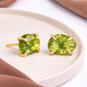 Citrine Quartz <b>Stud</b> <b>Earrings</b> Gold Plated Prong <b>Set</b> Oval Faceted Gemstone Handmade November Birthstone Jewelry Gift for Women - Product Image 2