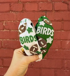 Premium Custom Birds <b>Football</b> Beaded <b>Headband</b> Gameday Handmade Sports Fan Hairband with Rhinestones & Embroidery Perfect Girls - Product Image 1