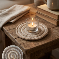 Sous-verre rustique en jute tressé de 5 pouces, fait main, résistant à la chaleur, écologique, support de tasse, dessous de plat décoratif pour maison de campagne