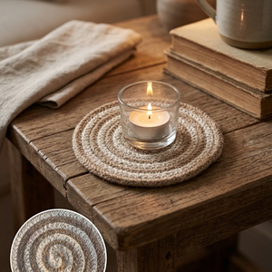 Rustic Braided Cotton Coaster 5 Inch Handmade Cup Holder Decorative <b>Table</b> <b>Mat</b> for Farmhouse Home Décor - Product Image 4