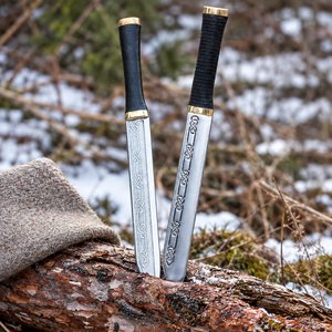 Cuchillo Vikingo Seax Personalizado, Cuchillo Largo con Grabado Celta, Hoja Recta Hecha a Mano, Estilo Medieval con Funda - Product Image 5