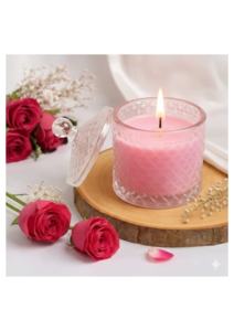 Bougie parfumée de luxe en cire de soja écologique, magnifiquement stylisée, faite à la main, évoque la relaxation, l'élégance printanière, Diwali, Nouvel An - Product Image 4