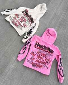 Écusson de broderie OEM sweat à capuche court vintage délavé pour hommes DTG sweat à capuche imprimé graphique bord coupé sweat à capuche à ourlet brut personnalisé - Product Image 4