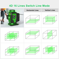 Niveau laser vert auto-nivelant Sndway 16 lignes 4D 360° rechargeable avec télécommande verticale et horizontale