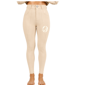 Pantalones de equitación para mujer, neutros, de cintura alta, elásticos, ajustados, con bolsillos delanteros y traseros, profesionales - Product Image 1