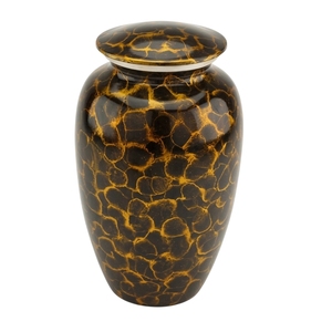 Urna Funeraria Decorativa de Metal con Textura de Ámbar Dorado Craquelado, Hecha a Mano, para Cenizas de Adultos, Completa con Pequeña Urna Conmemorativa - Product Image 3