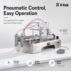 Machine de remplissage de liquides <span class=keywords><strong>à</strong></span> double tête DY-3000D électro-pneumatique 220V 3000ml 120-3600BPM en acier inoxydable 304 pour fûts d'huile comestible et d'huile végétale - Product Image 4