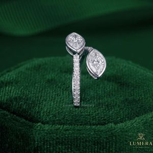 IGI Certified Lab Grown <b>Diamond</b> Marquise Open <b>Ring</b> 18K White Gold Fine Jewelry LUMERA FINE JEWELLERY RGF-170 Half Moon Side - Product Image 4