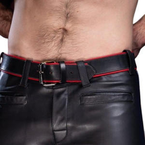 Ceinture en cuir pour homme avec passepoil, cinq couleurs au choix, ceinture en cuir véritable de qualité supérieure, quincaillerie durable, style classique pour club - Product Image 2