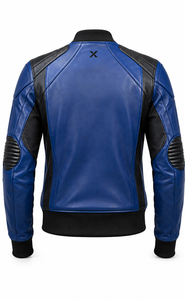 Blouson de moto en cuir style bomber |   Noir Bleu Orange Teal |   Fabricant OEM ODM |   Qualité de conception haut de gamme |   Vêtements de course | - Product Image 3
