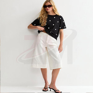 Ropa para uso diario y estilo de vida informal, camiseta bordada para mujer, ropa de moda transpirable para comodidad en verano y uso diario - Product Image 3