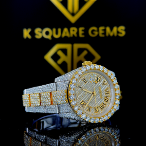 Montre de luxe analogique automatique en acier inoxydable de qualité supérieure, avec verre saphir, résistante à l'eau VVS, et sertie de moissanite – Vente en gros - Product Image 1