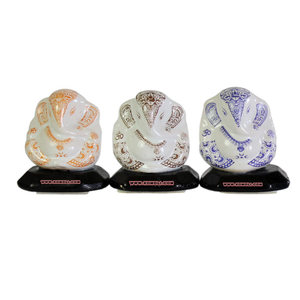 Statue Ganesh Murti en céramique polie au mercure idole du dieu hindou Ganesha pour temple à la maison, décor festif ou cadeau spirituel - Product Image 1