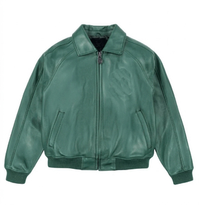 Men's <b>Brown</b> Genuine <b>Leather</b> Bomber <b>Jacket</b> Turn-down Collar Zipper Closure Faux Fur Lining Winter Moto Style <b>Leather</b> <b>Jacket</b> - Product Image 2